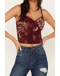 Idyllwind Women's Jessamine Embroidered Smocked Back Crop Top
