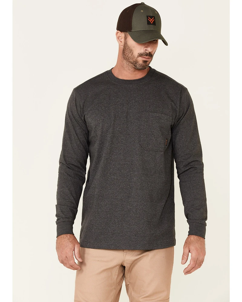 Hawx Men's Solid Charcoal Forge Long Sleeve Work Pocket T-Shirt - Tall
