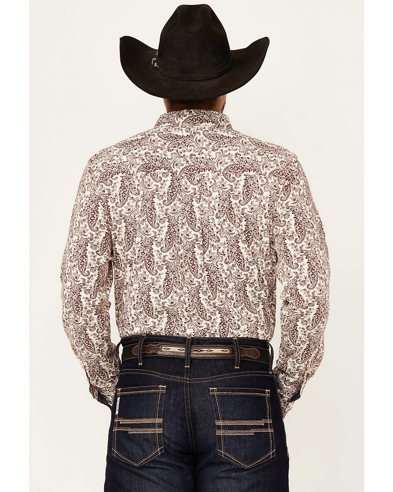 Cody James Men's Dagget 2.0 Paisley Print Long Sleeve Button-Down Stretch Western Shirt - Tall