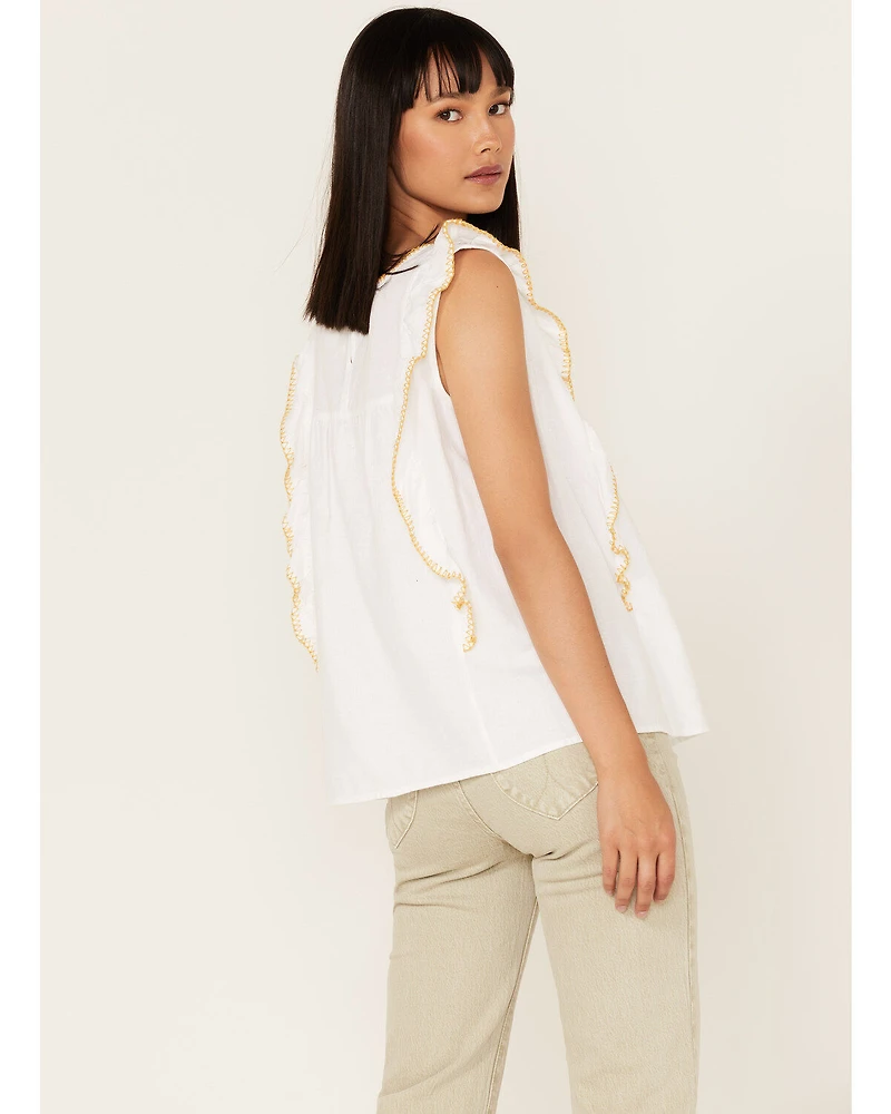 Cotton & Rye Women's Embroidered Ruffle Tank Top