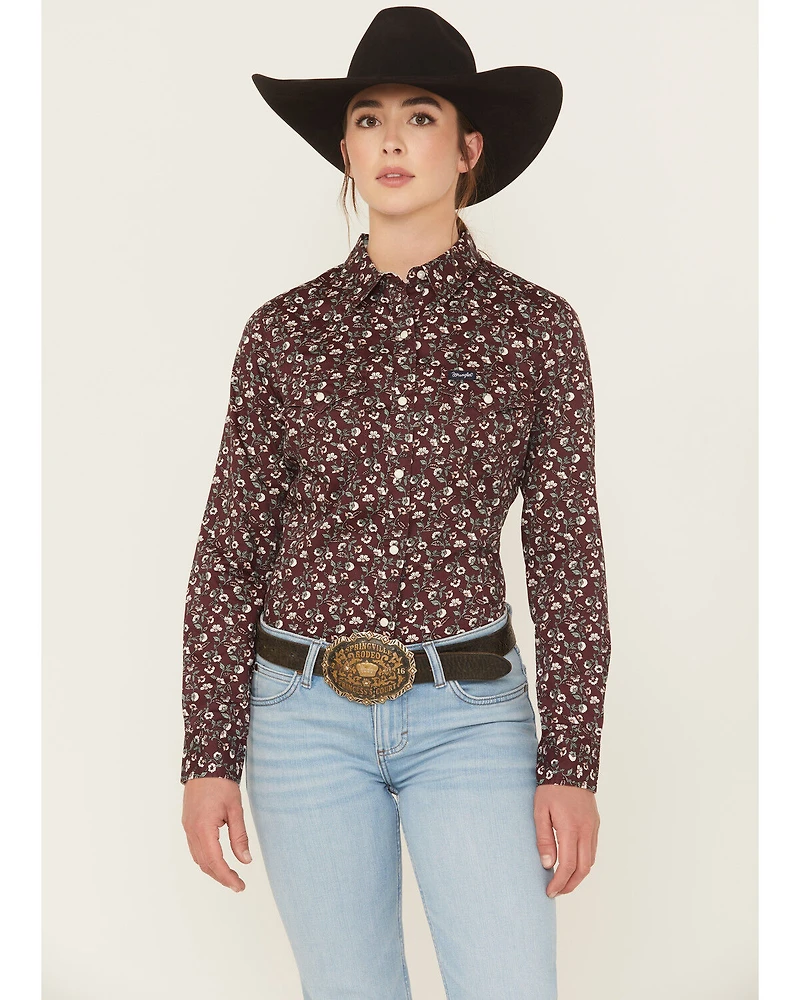 Wrangler Retro Women's Floral Print Long Sleeve Snap Western Shirt