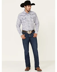 Rock 47 By Wrangler Men's Navy Paisley Print Long Sleeve Western Shirt