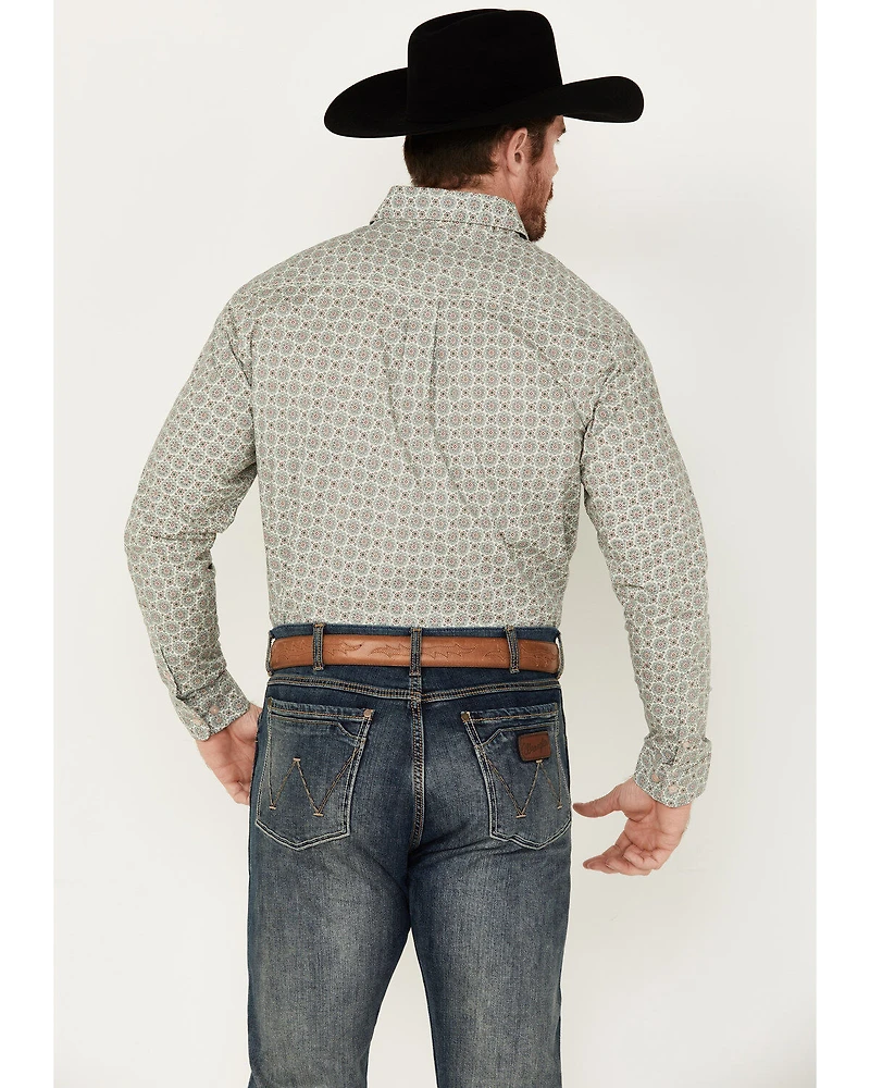 Justin Men's Boot Barn Exclusive JustFlex Medallion Print Long Sleeve Button-Down Western Shirt