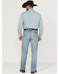 Wrangler Men's Cowboy Cut Vintage Light Wash Regular Fit Stretch Denim Jeans