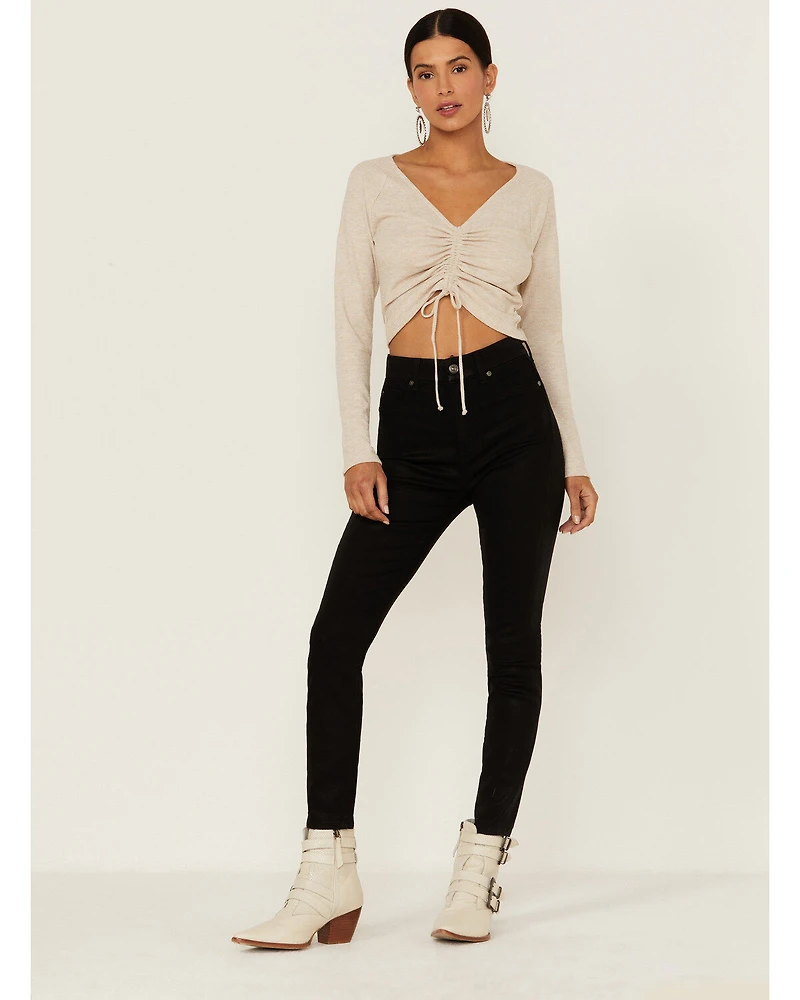 7 For All Mankind Women's Coated High Waist Ankle Skinny Jeans