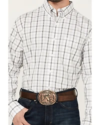 George Strait by Wrangler Men's Plaid Print Long Sleeve Button-Down Stretch Western Shirt