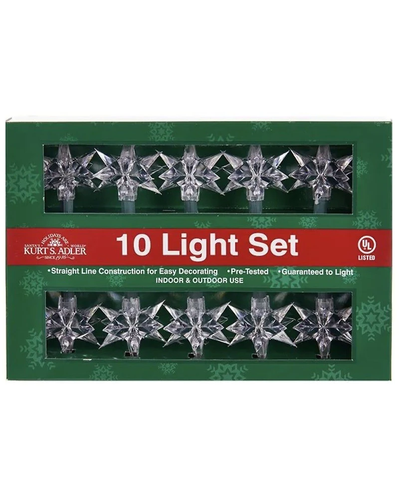 Kurt Adler 9' UL 10L Clear Diamond Star Light Set