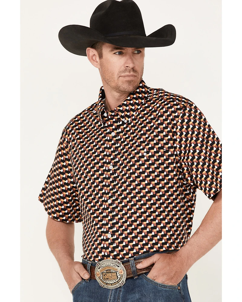 RANK 45® Men's Mudslinger Geo Print Button-Down Stretch Western Shirt
