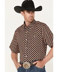 RANK 45® Men's Mudslinger Geo Print Button-Down Stretch Western Shirt