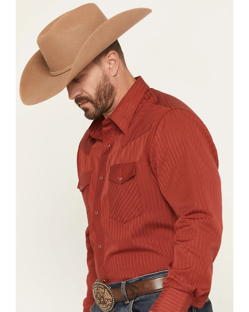Wrangler Men's Tonal Striped Long Sleeve Pearl Snap Western Shirt