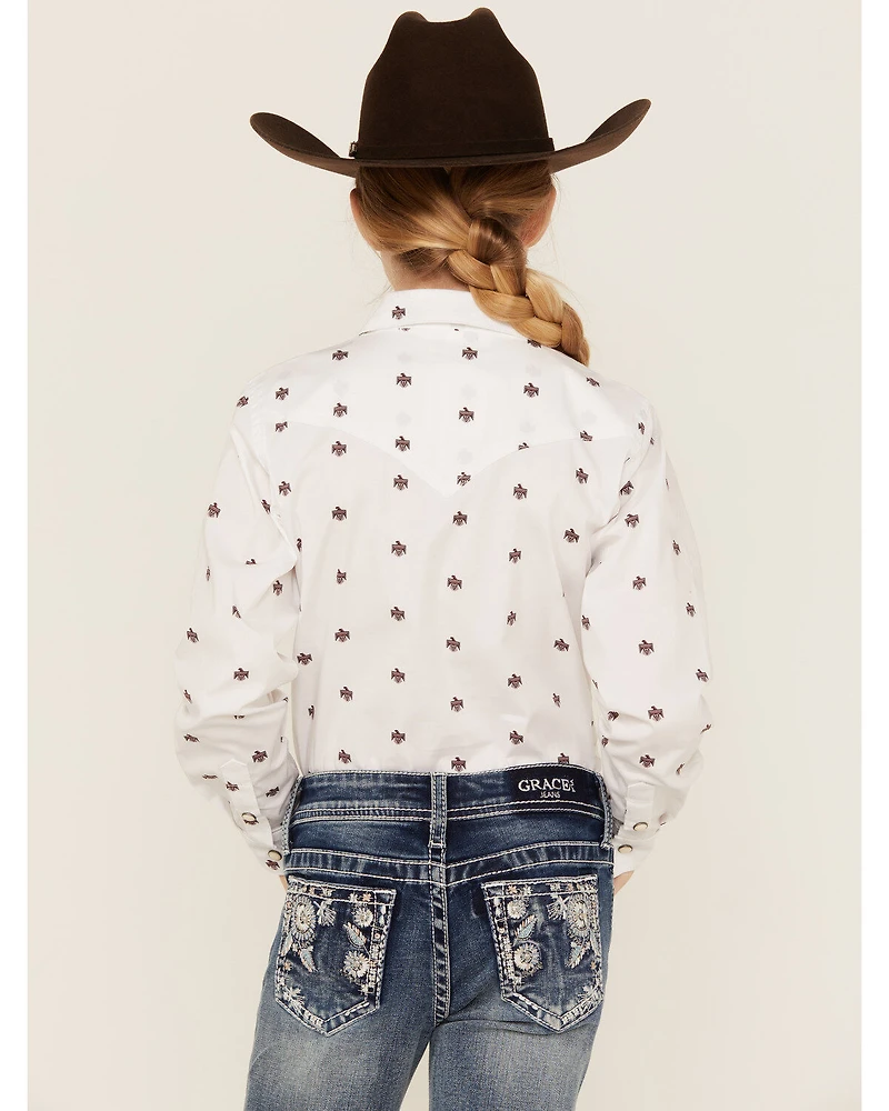 Ariat Girls' R.E.A.L Thunderbird Print Long Sleeve Stretch Snap Western Shirt
