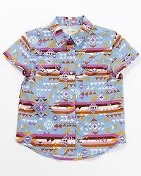 Shyanne Toddler Girls' Southwestern Print Short Sleeve Pearl Snap Western Shirt