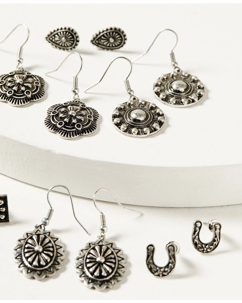 Shyanne Women's Luna Bella Silver Concho Earring Set - 6 Piece