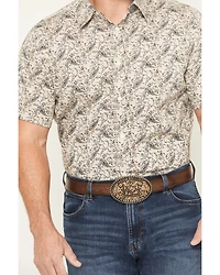Cody James Men's Mustang Mode Paisley Print Short Sleeve Button-Down Stretch Western Shirt