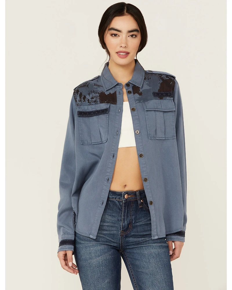 Cleo + Wolf Women's Axel Printed Long Sleeve Button-Down Shirt