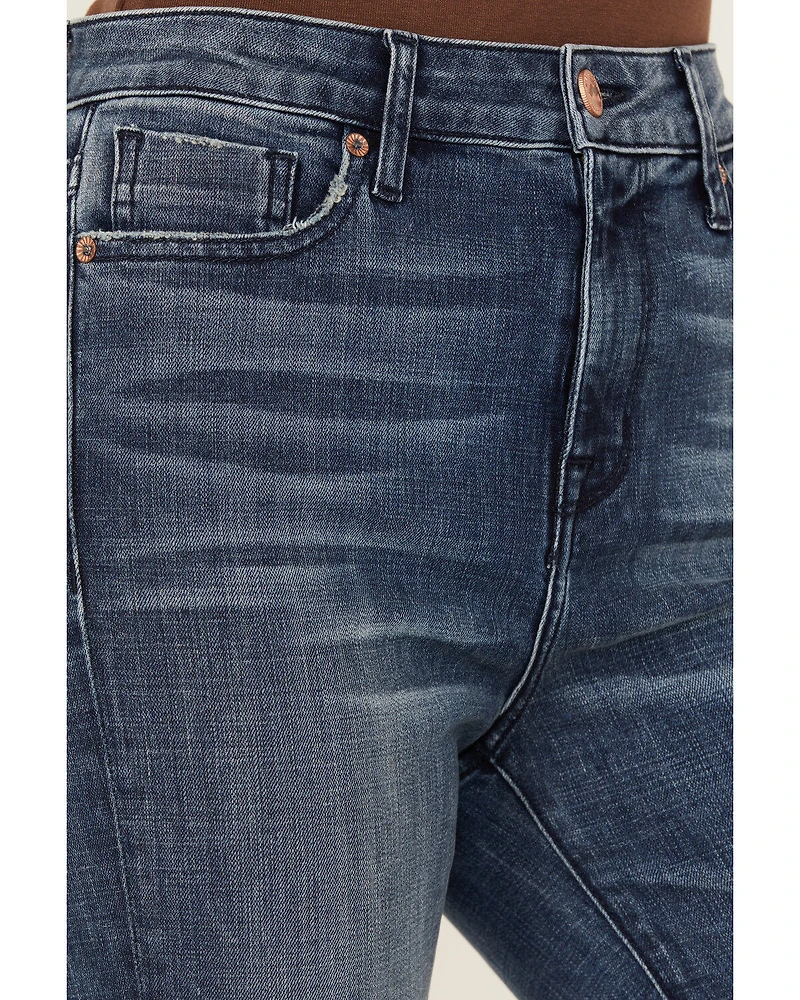 Mia and Moss Women's Kentucky Blues Medium Wash High Rise Flare Stretch Jeans