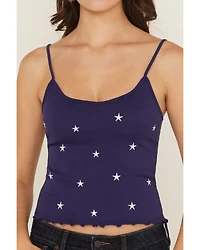 Fornia Women's Star Embroidered Sleeveless Cropped Tank Top