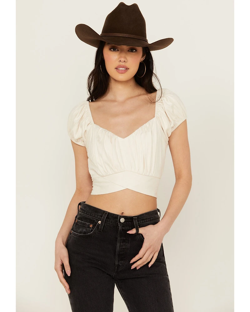 Beyond The Radar Women's Print Balloon Sleeve Blouse
