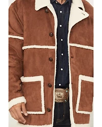 Wrangler Men's Faux Suede Sherpa Lined Button Down Jacket