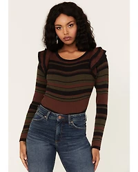 Shyanne Women's Stripe Ribbed Cropped Sweater
