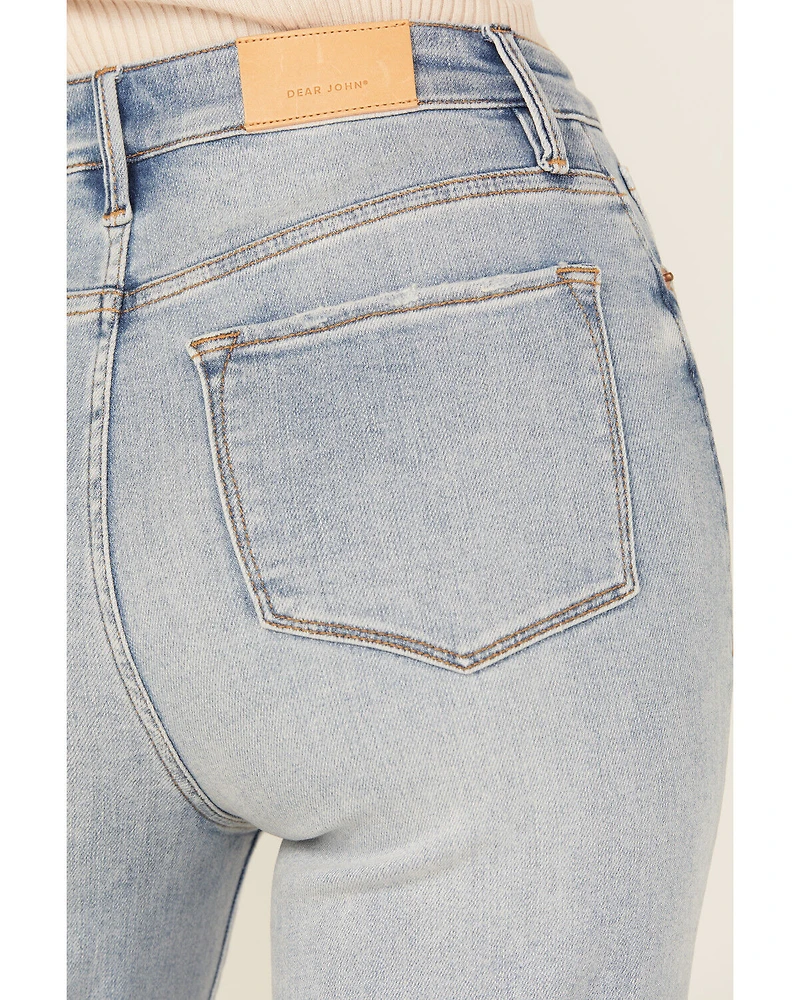 Dear John Women's Fiona Light Wash High Rise Wide Leg Stretch Denim Jeans