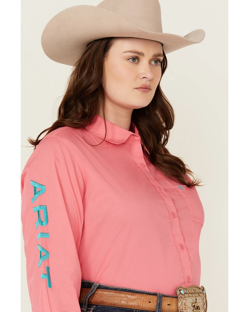 Ariat Women's Team Kirby Wrinkle Resistant Long Sleeve Button-Down Stretch Western Shirt - Plus