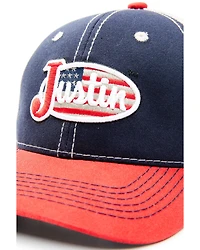 Justin Men's Navy Red & White Embroidered Flag Logo Mesh-Back Ball Cap