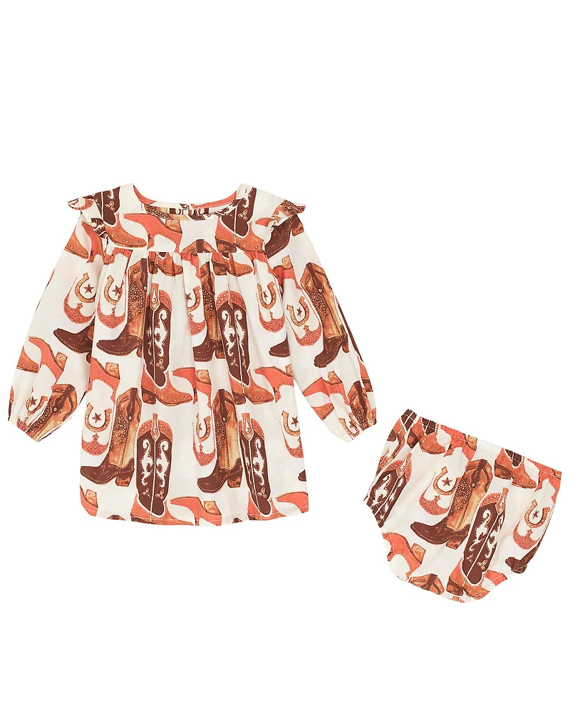 Wrangler Toddler Girls' Boot Print Dress Set - 2 Piece