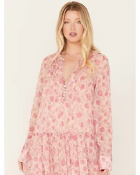 Free People Women's See It Through Floral Long Sleeve Maxi Dress