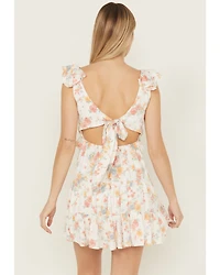 Ash & Violet Women's Floral Print Ruffle Trim Mini Dress