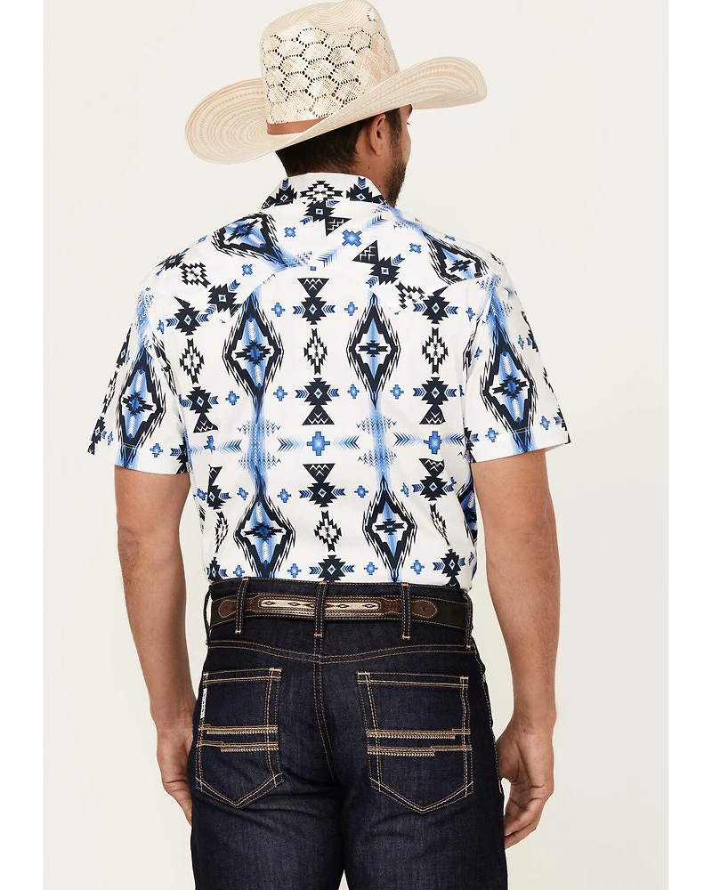 Rock & Roll Denim Men's Southwestern Print Short Sleeve Snap Stretch Western Shirt