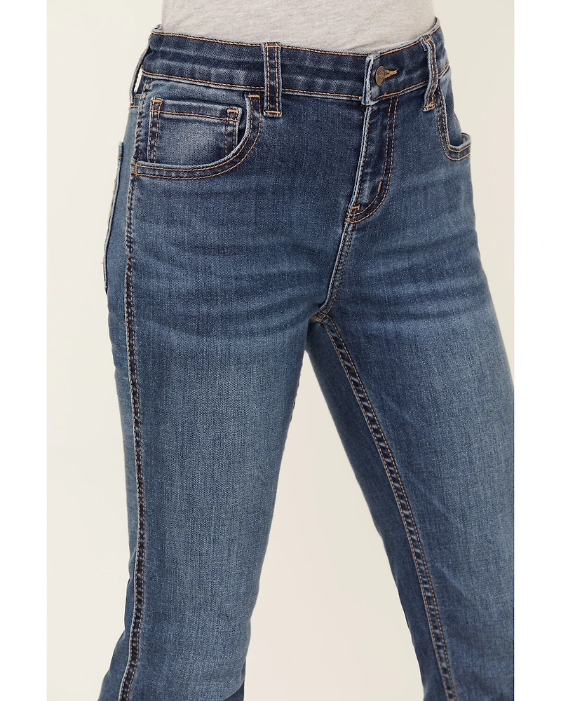 Shyanne Girls' Maren Medium Wash Embroidered Pocket Bootcut Comfort Stretch Denim Jeans