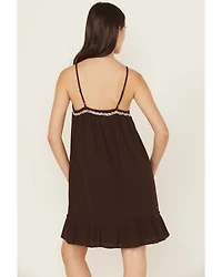 Shyanne Women's Embroidered Crinkle Sleeveless Mini Dress