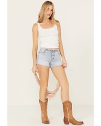 Cleo + Wolf Women's Lindie Medium Wash Mid Rise Pull On Shorts