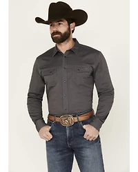 Blue Ranchwear Men's Rustler Solid Twill Long Sleeve Snap Stretch Western Work Shirt
