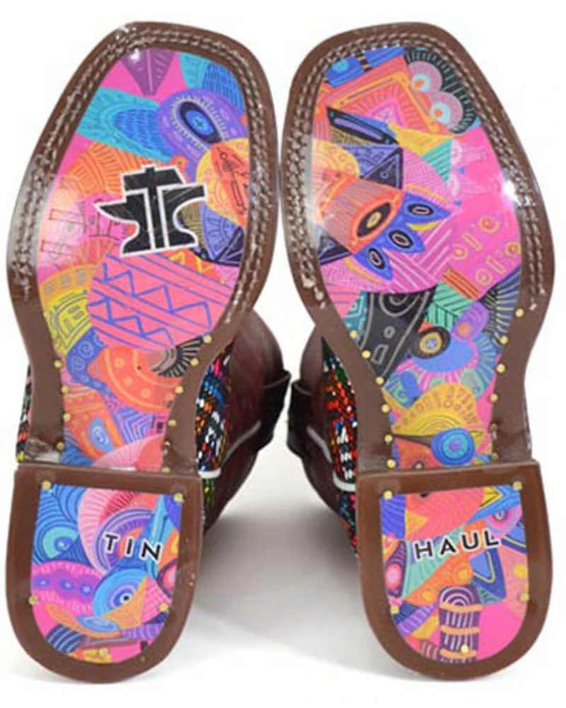 Tin Haul Girls' Prismatic Western Boots - Broad Square Toe