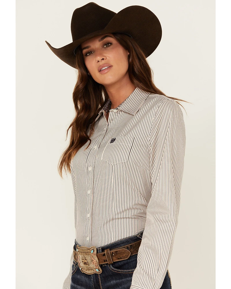 Cinch Women's Striped Long Sleeve Button Down Western Shirt