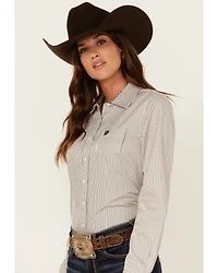 Cinch Women's Striped Long Sleeve Button Down Western Shirt