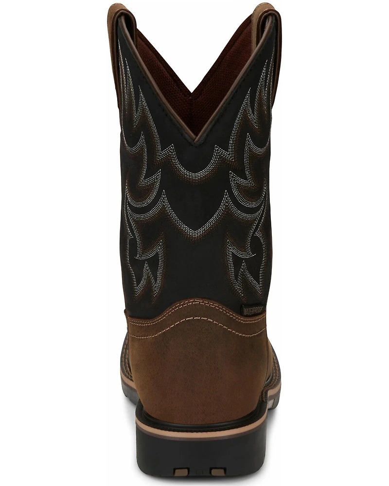 Justin Men's Fireman Black Western Boots - Square Toe