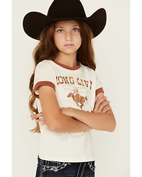 Shyanne Girls' Long Live Cowgirls Short Sleeve Graphic Ringer Tee