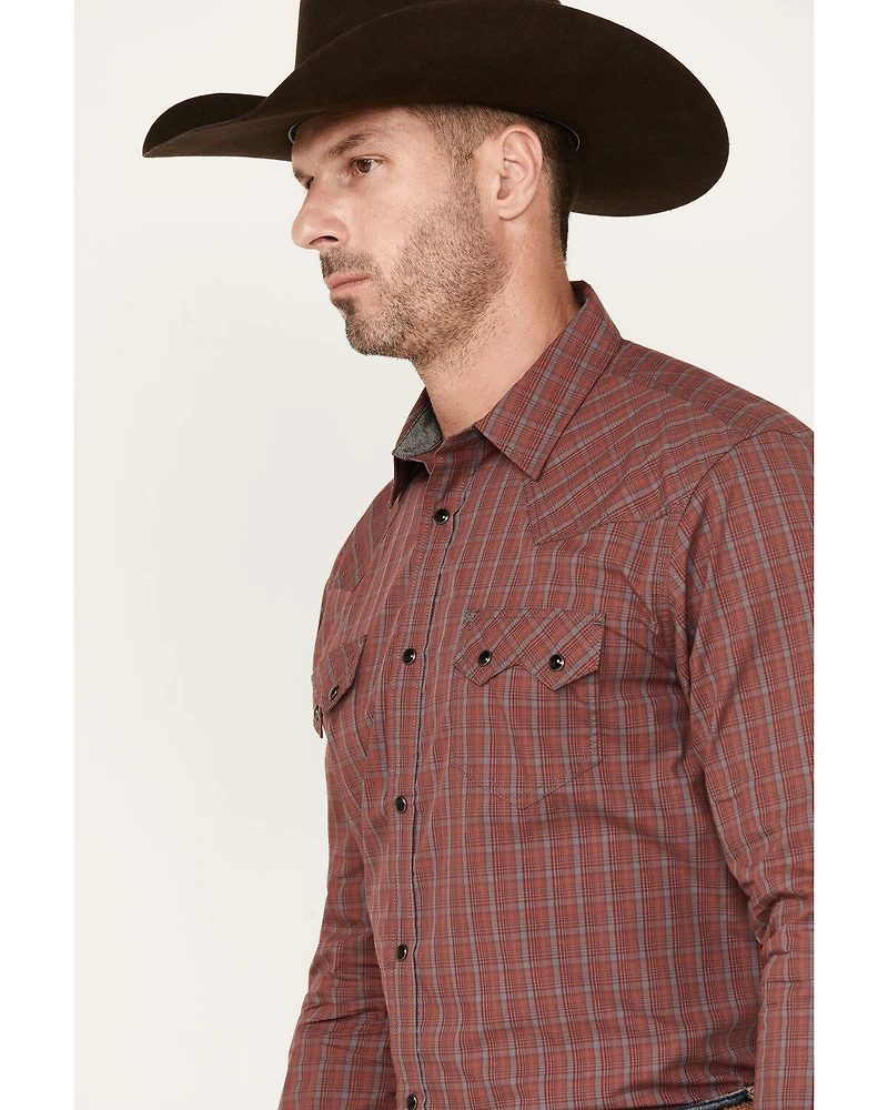 Cody James Men's Fire Mountain Long Sleeve Plaid Print Snap Western Shirt