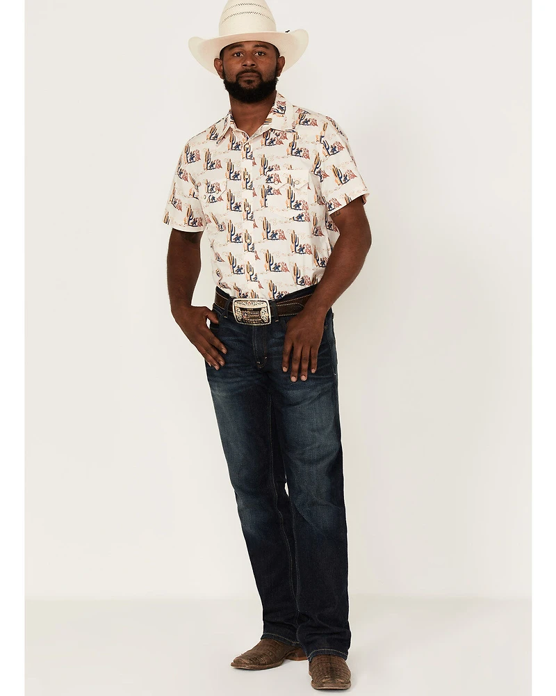 Rock & Roll Denim Men's Desert Conversational Print Short Sleeve Snap Western Shirt