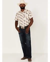 Rock & Roll Denim Men's Desert Conversational Print Short Sleeve Snap Western Shirt
