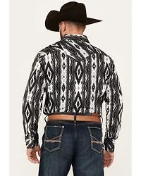 Rock & Roll Denim Men's Southwestern Print Long Sleeve Pearl Snap Stretch Western Shirt