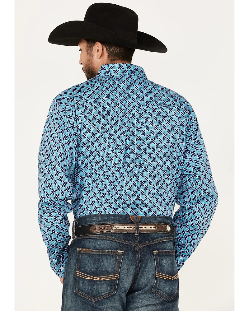 RANK 45® Men's Tie-Down Geo Print Button-Down Western Shirt