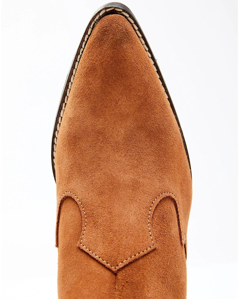 Dan Post Women's Embroidered Inlay Suede Fashion Booties - Snip Toe
