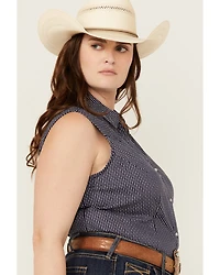 Roper Women's Amarillo Poplin Sleeveless Snap Western Shirt - Plus