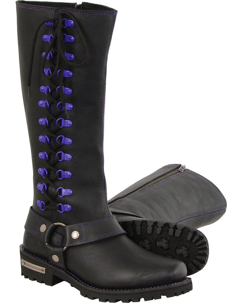 Milwaukee Leather Women's 14" Accent Lacing Boots - Square Toe