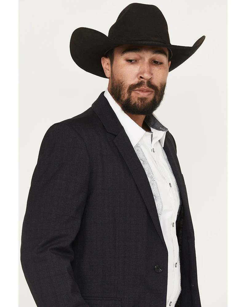 Panhandle Men's Tonal Plaid Print Slim Sportcoat