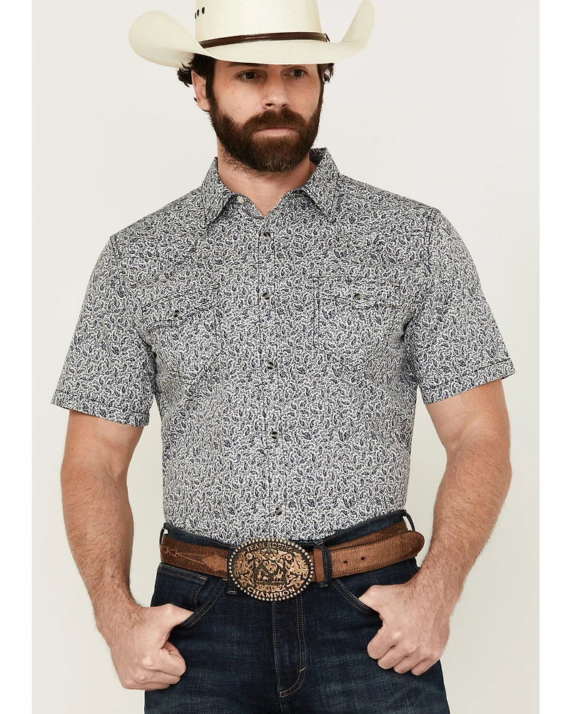 Cody James Men's Graffiti Floral Print Short Sleeve Snap Western Shirt